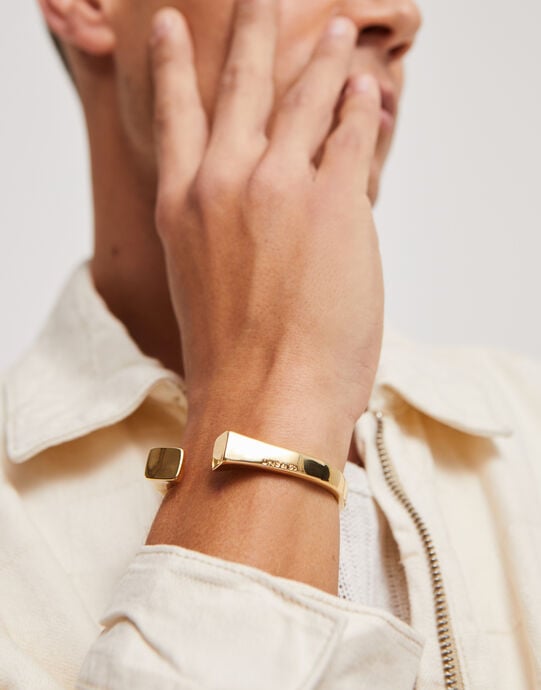 Bangle bracelet with square shape, Golden, large
